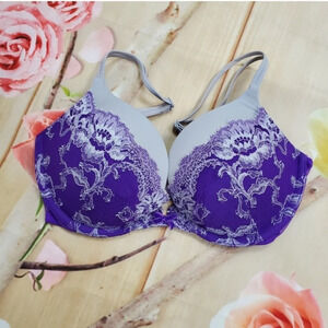 Victoria's Secret Very Sexy Plunge Purple/Grey Lace Sz32DD